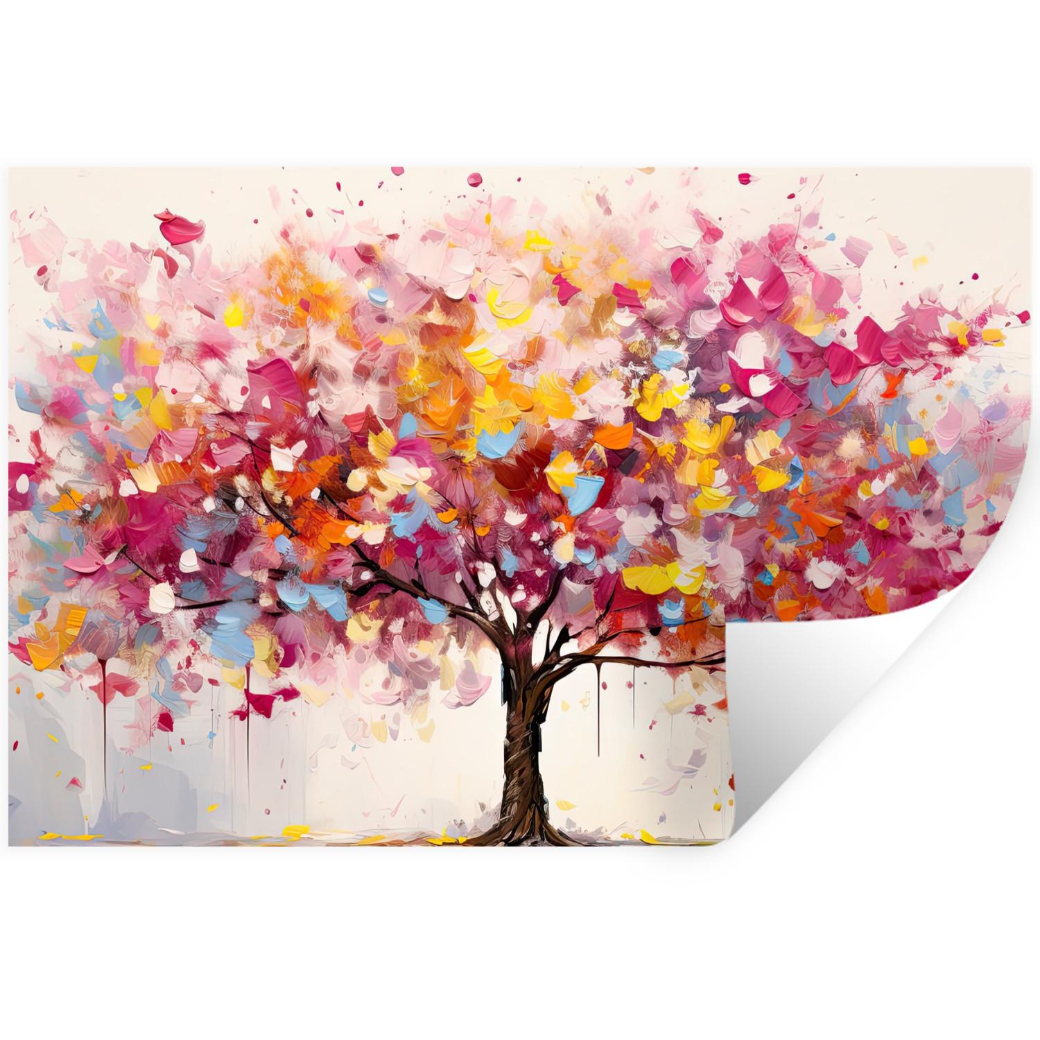 WANDTATTOO Aquarell - Baum - Kunst - Abstrakt Wandsticker 120x80 cm - Multicolor, Kunststoff (120/80/0.1cm) - MuchoWow