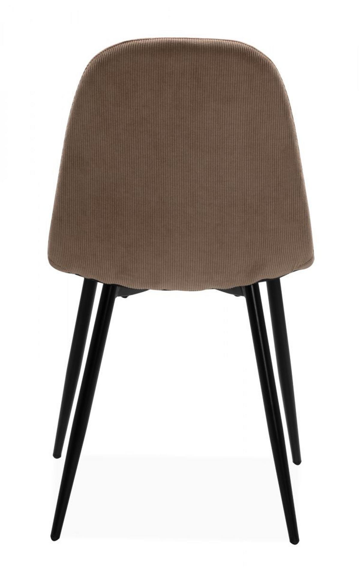 STUHL 4er-Set braun Cord, Esszimmerstuhl mit 4-Fuß-Gestell - Schwarz/Braun, Textil/Metall (50/83/43cm) - Furn.Design