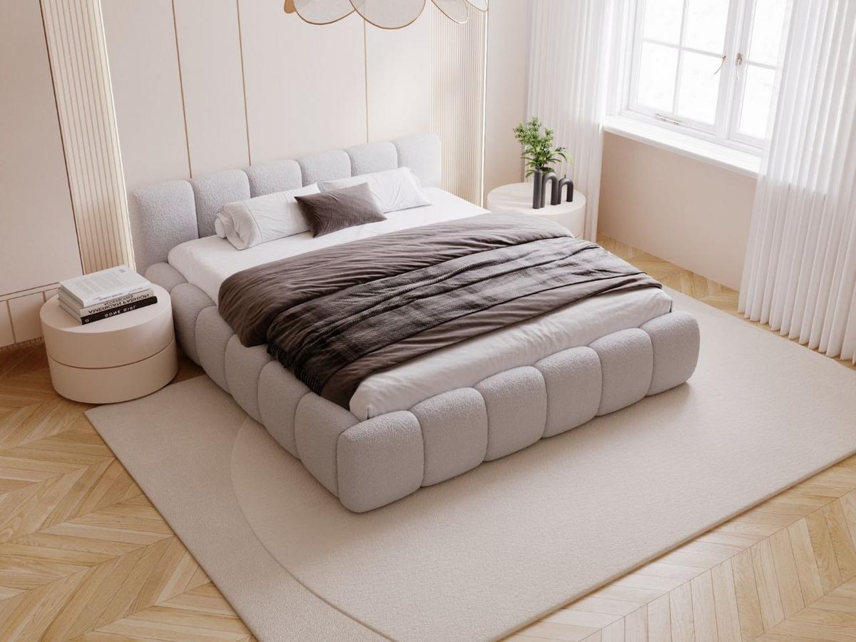 POLSTERBETT Cloud Low 180x200 Bouclé-Stoff Grau - Grau, Textil (180/200cm) - Graingold