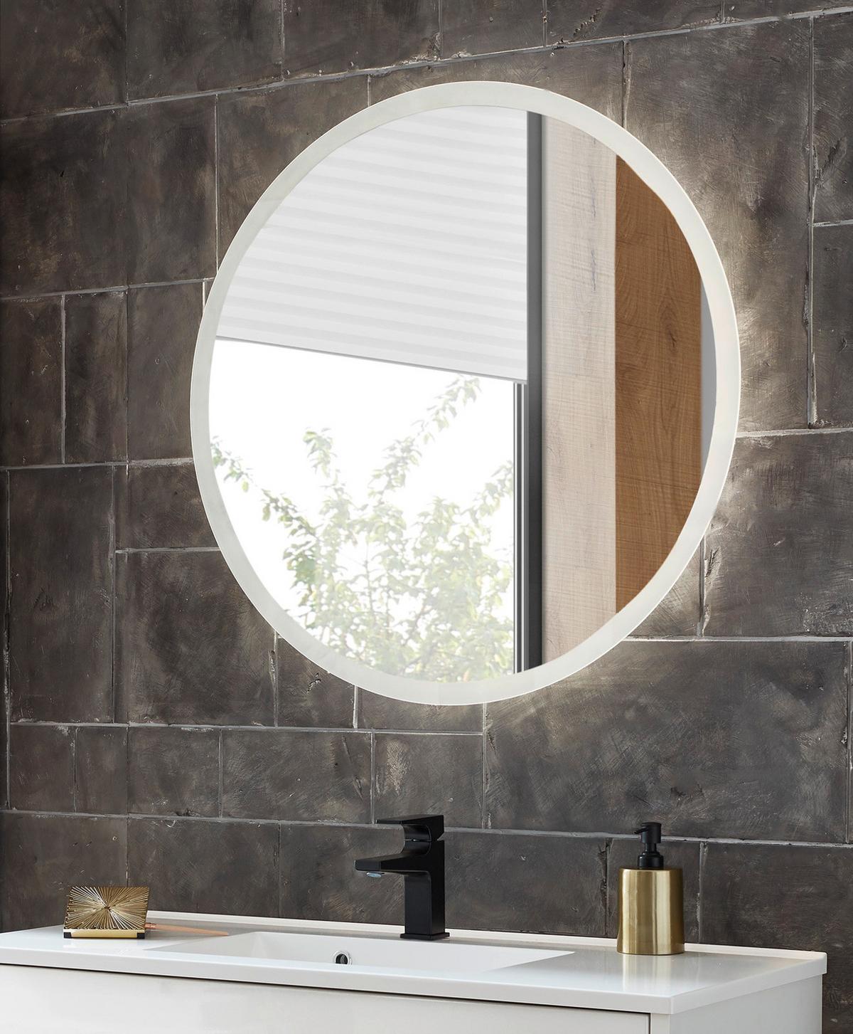 BADSPIEGEL 80 cm rund, Badezimmer Spiegel mit LED Beleuchtung und Touch-Funktion - Grau, Glas (80/80/3cm) - Furn.Design