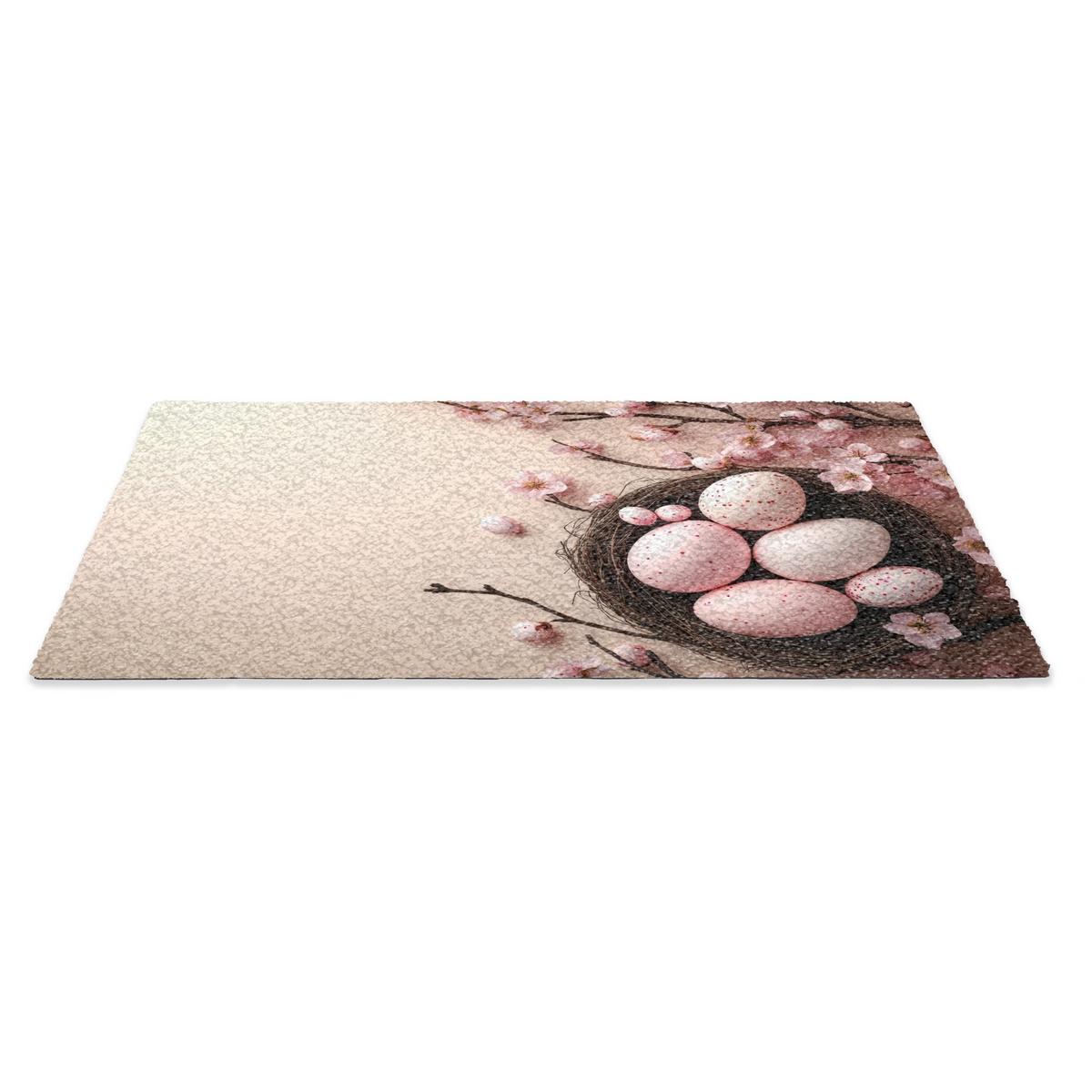FUSSMATTE Rosa - Blüten - Eier Teppichmatte 60x40 cm - Hellrosa, Kunststoff (40/60cm) - MuchoWow