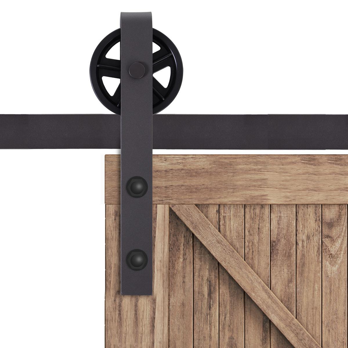 SCHIEBETÜREN-BESCHLAGSATZ, 183 cm Komplett-Set mit Schienen, Dunkelbraun - Braun, Metall (4/0.6/183cm) - HOMCOM