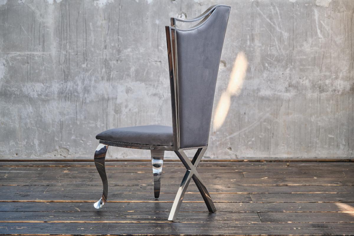 ESSZIMMERSTUHL AMALIA Grau Velvet - Grau, Textil (50/116/55cm) - KAWOLA