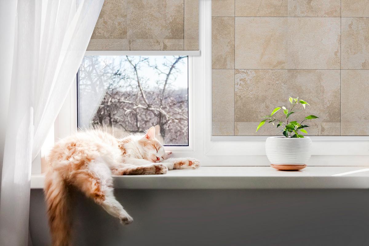INNENROLLO - Fensterrollo - Rollo - 100x180 cm - Fliesen - Braun, Kunststoff (100/180/0.5cm) - TULUP