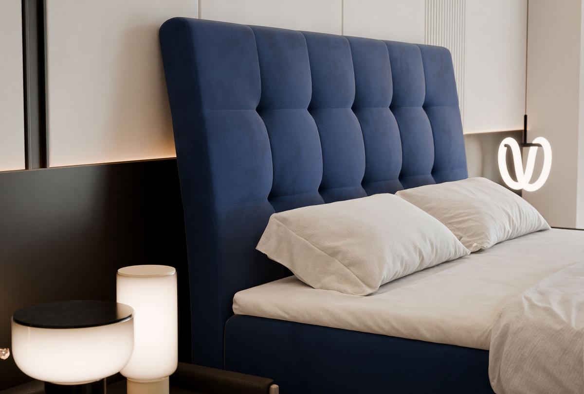 BOXBETT 140x200 cm mit Topper - Blau, Textil (140/200cm) - Idohome