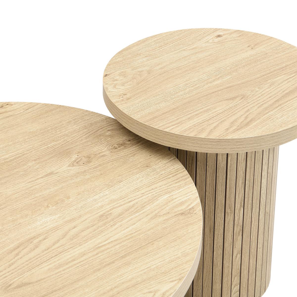 COUCHTISCH-SET 2 teilig in Naturholz-Optik mit Lamellen-Design & Nesting-Funktion - Naturfarben, Holzwerkstoff (66/66/40cm) - Urban Meuble