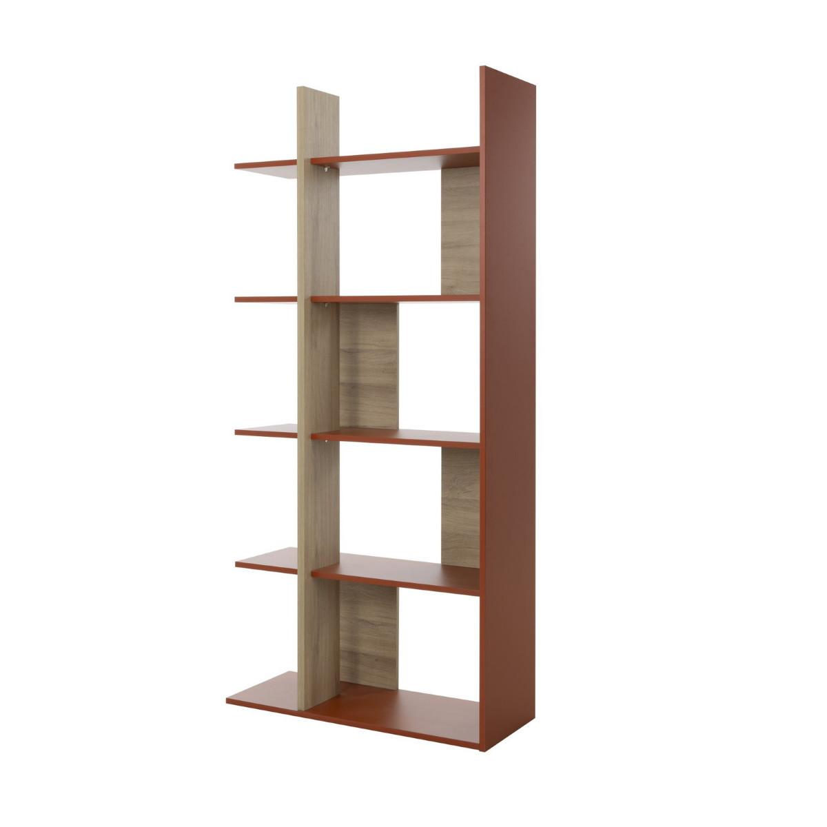 OFFENES Bücherregal Dekor Ocker und Eiche EPURA 90/36/190 cm - Eschefarben, Holzwerkstoff (36/190/37cm) - Calicosy