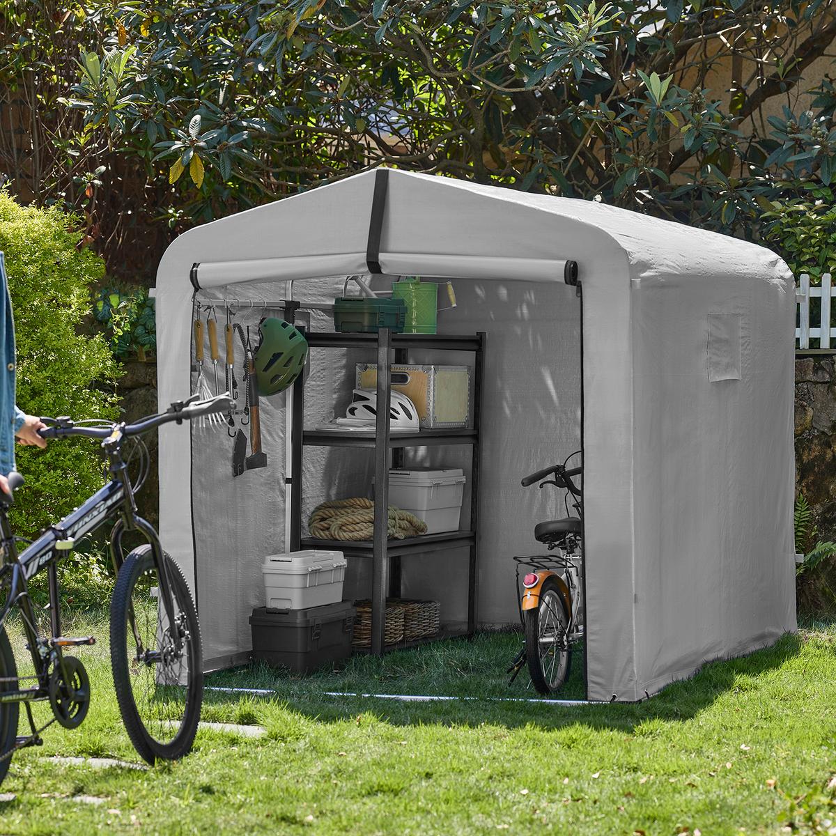 FAHRRADGARAGE Wetterfest für 2-4 Fahrräder, 159x165x219 cm - Silberfarben, Kunststoff (159/165/219cm) - SoBuy