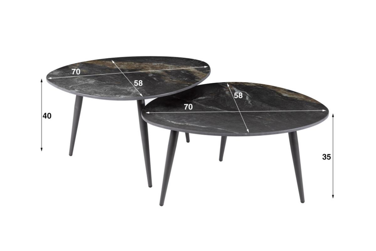 COUCHTISCH PONTE 2ER SET Schwarz Keramik - Schwarz, Keramik/Metall (58/70/40cm) - KAWOLA