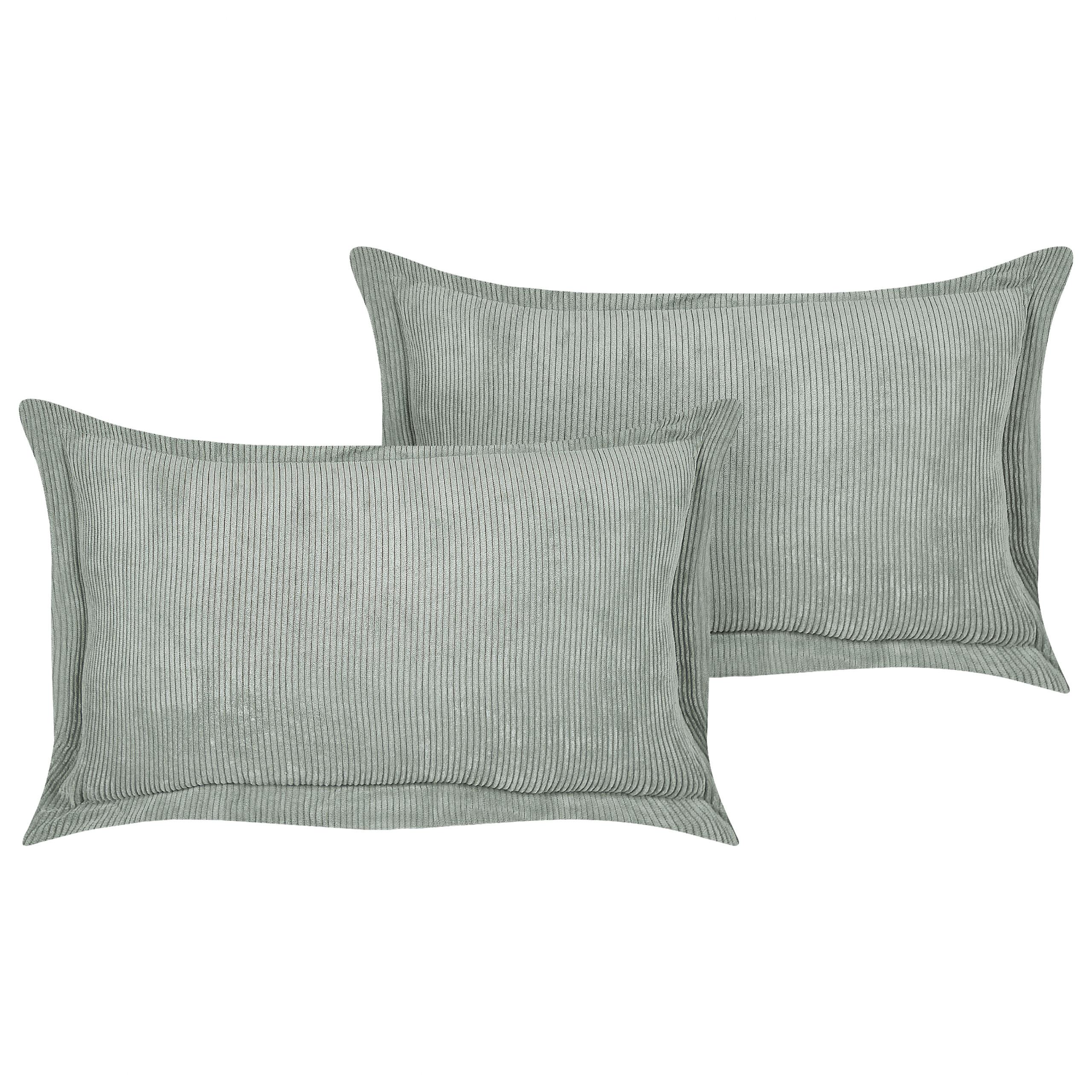 DEKOKISSEN CORD 2er-Set Hellgrün 47/27 cm Zinnia - Hellgrün, Textil (47/27cm) - Beliani