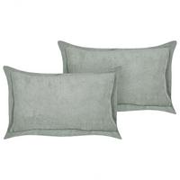 DEKOKISSEN CORD 2er-Set Hellgrün 47/27 cm Zinnia - Hellgrün, Textil (47/27cm) - Beliani