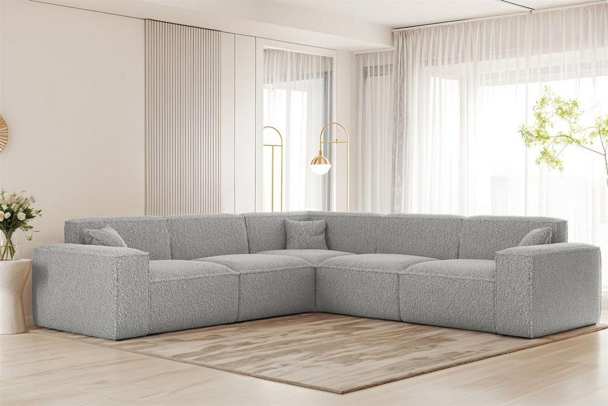 ECKSOFA Celes Premium In Sven - Hellgrau, Holzwerkstoff/Textil (246/246cm) - Fun Möbel