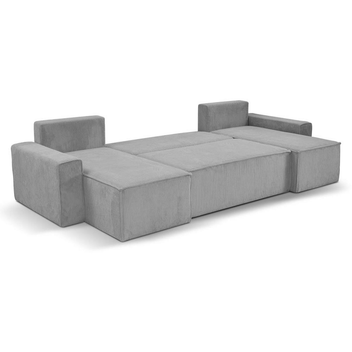 WOHNLANDSCHAFT Hektor U mit Schlaffunktion hellgrau - Hellgrau/Schwarz, Kunststoff/Textil (318/94/152cm) - Beautysofa