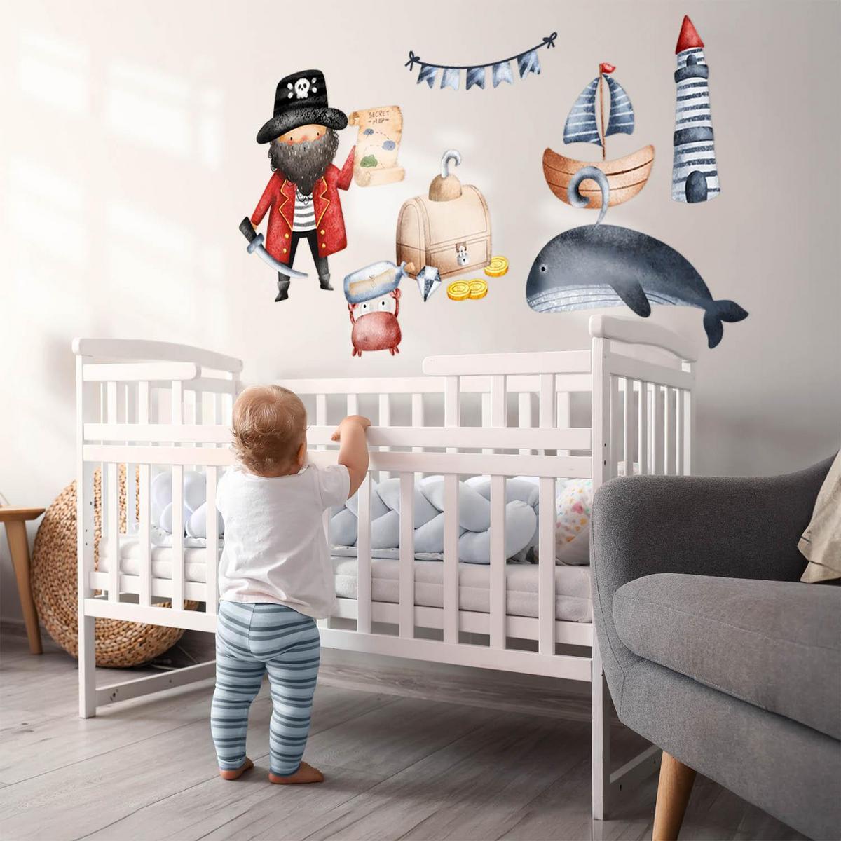 WANDAUFKLEBER 60x83cm - Piratenwelt - Multicolor, Kunststoff (60/83/0.1cm) - Wallfluent