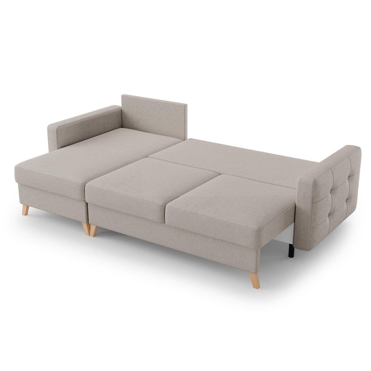 ECKSCHLAFSOFA Vinci mit universelle Ottomane, Cappuccino - Buchefarben/Cappuccino, Textil (236/151cm) - Beautysofa