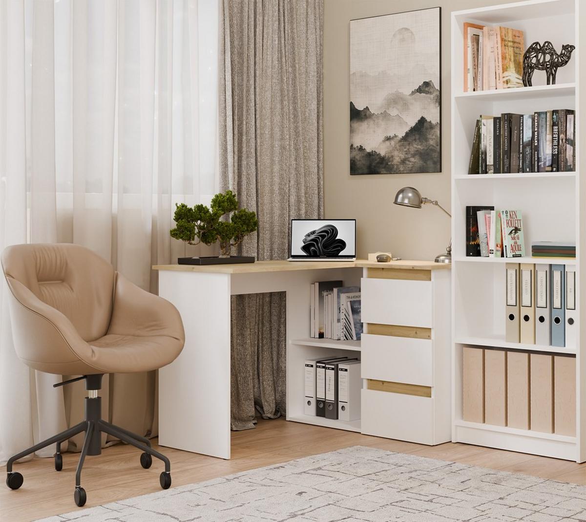 SCHREIBTISCH Weiß, Artisan Eiche 120/75/49 - Weiß/Eiche Artisan, Holzwerkstoff (90/50/75cm) - RAUMHIRSCH FURNITURE