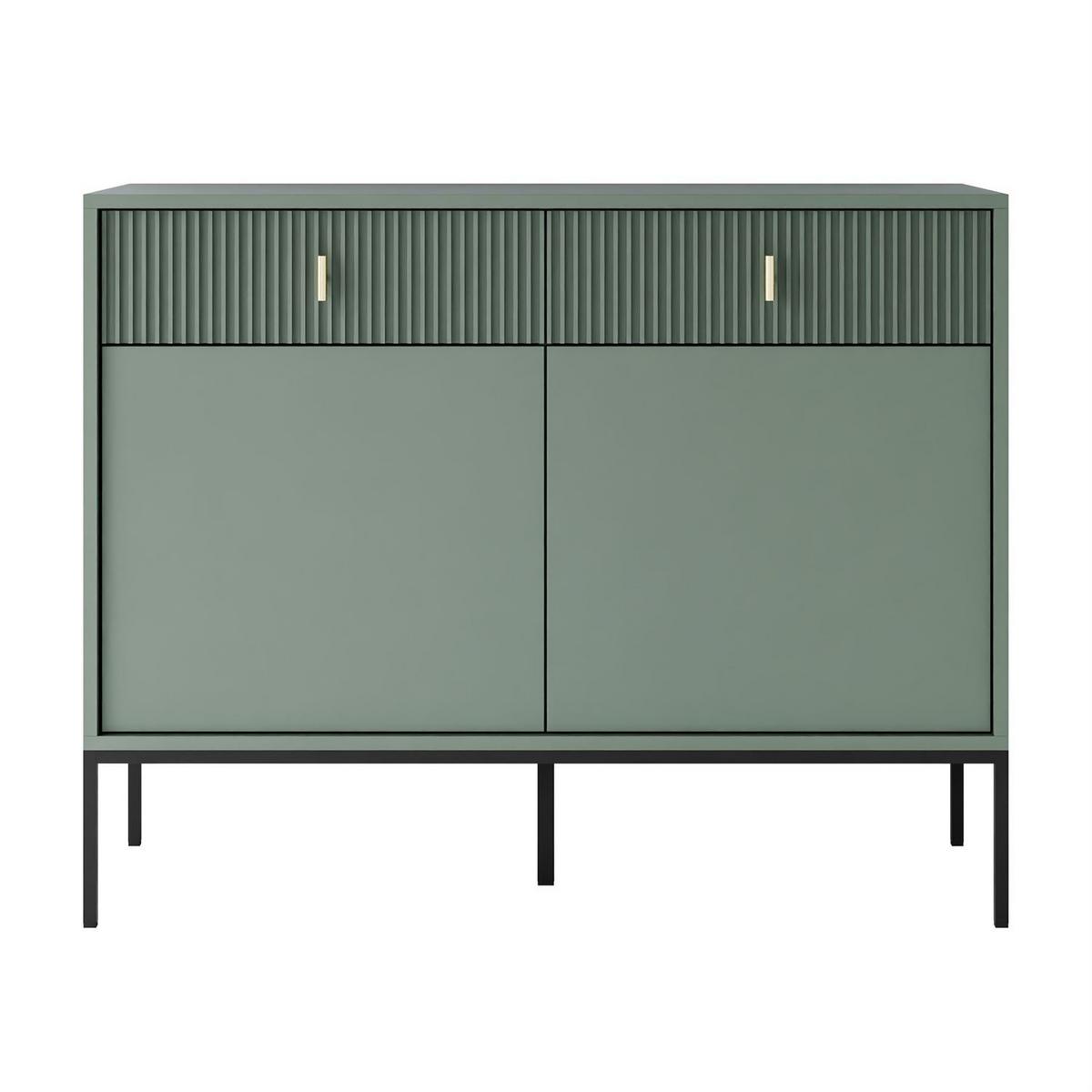 KOMMODE MIDNIGHT 2D2S mit zwei Schubladen auf Gestell grün - Schwarz/Grün, Holzwerkstoff (104/82.5/39cm) - Lookway