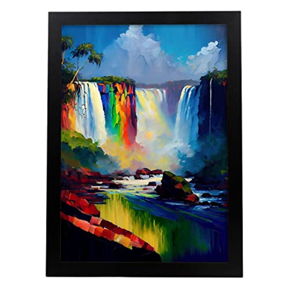 POSTER Iguazu-Fälle Im Ölgemälde Stil A4 Rahmenlos - Klar, Papier (29.7/5/21cm) - Nacnic
