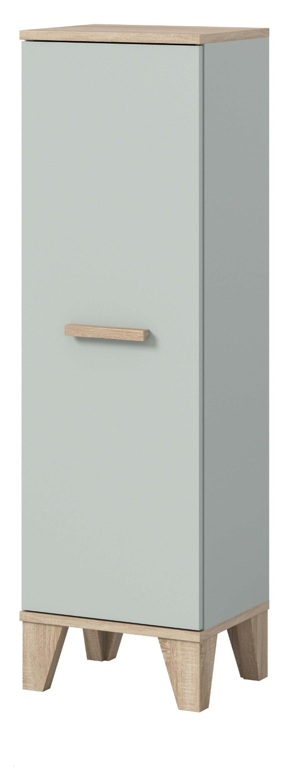 MIDISCHRANK grün, Eiche 34 x 116 cm, Bad Kommode skandinavisches Design - Eichefarben/Grün, Holzwerkstoff (34/116/31cm) - Inn.Furn