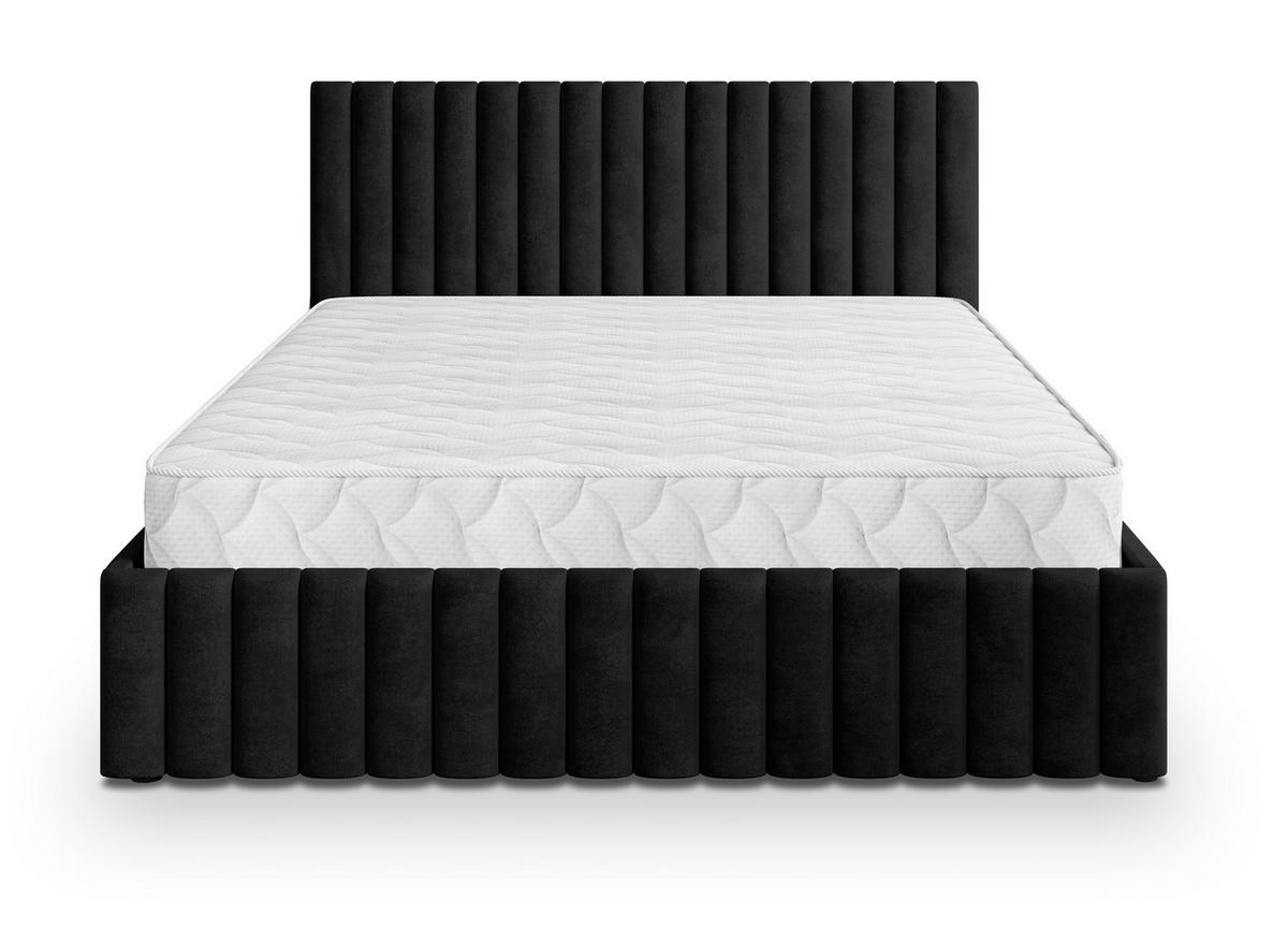 POLSTERBETT CARMIA K 200x200 cm mit Bettkästen - Schwarz - Schwarz, Holz/Textil - MASSENO