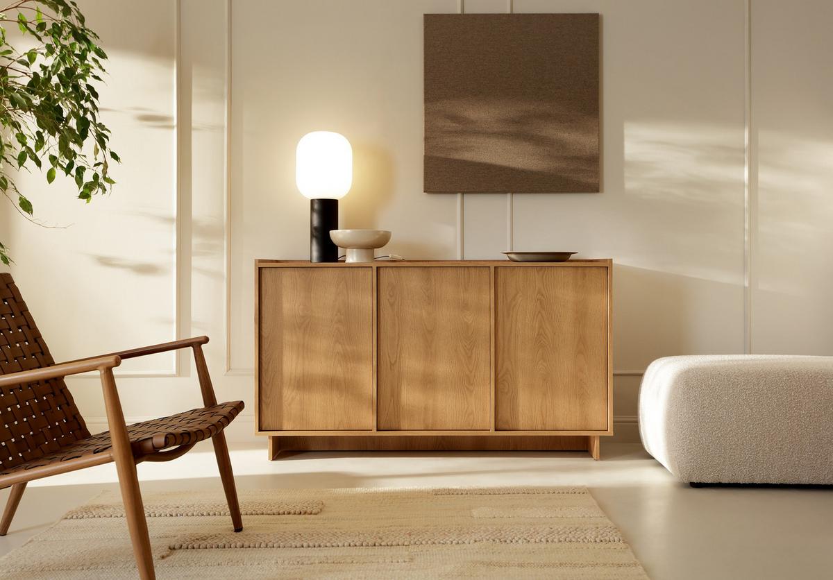 KOMMODE ZENITH 147/82/39cm mit Schubladen 3 Türen Braun - Braun, Holzwerkstoff (147/82/39cm) - MASSENO