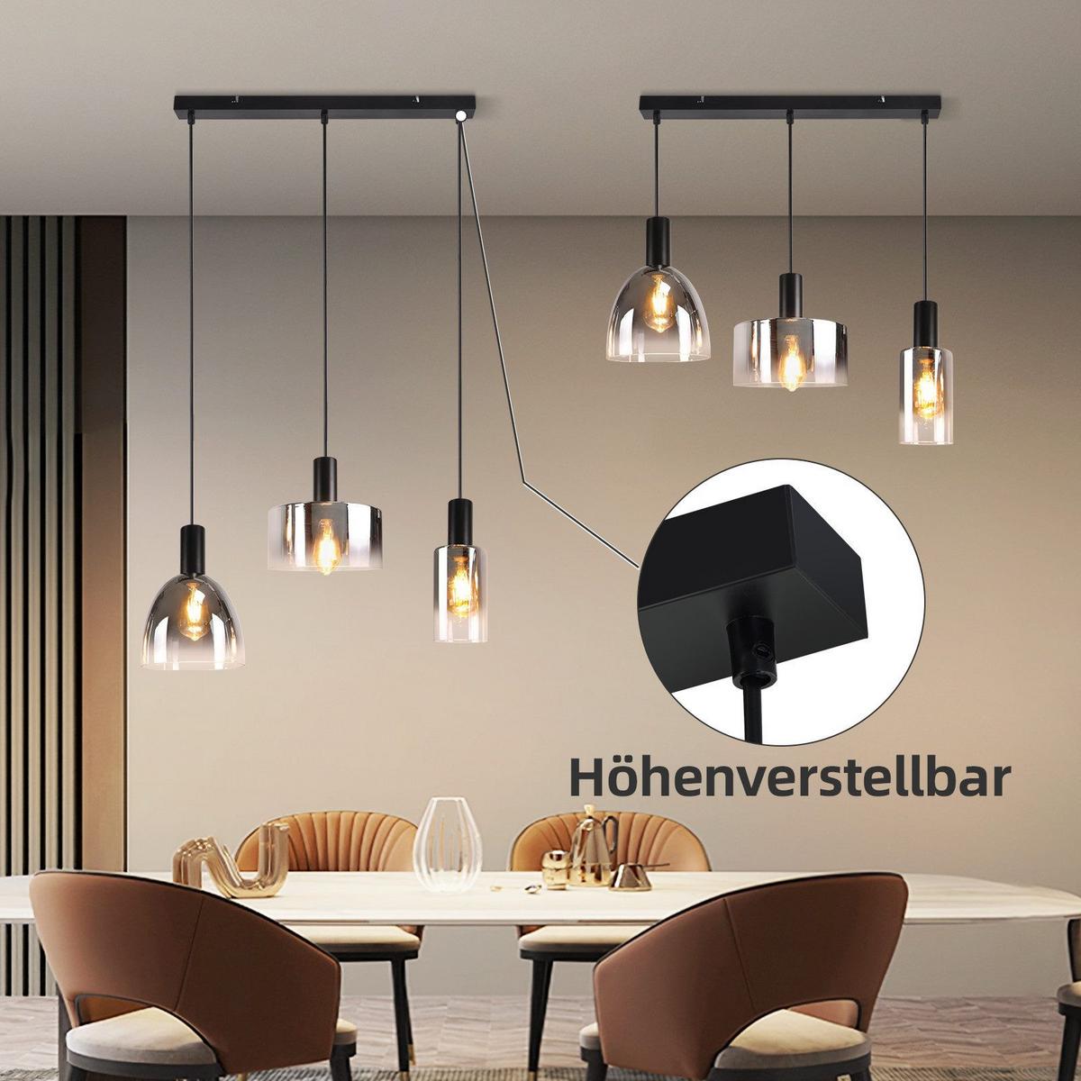 PENDELLEUCHTE Marsicano 55/5/180.5 cm - Schwarz, Metall (5/55/180.5cm) - Nettlife