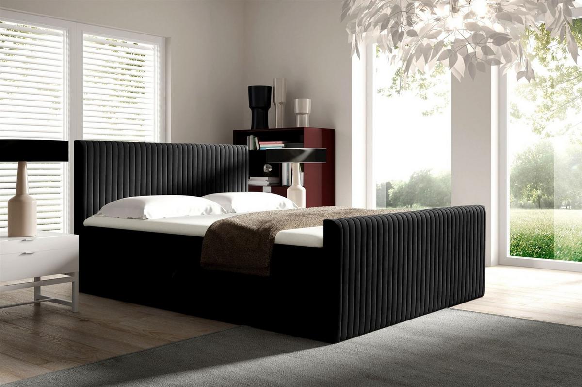 BOXBETT Adrien In überlänge - Schwarz, Holzwerkstoff/Textil (180/220cm) - Fun Möbel