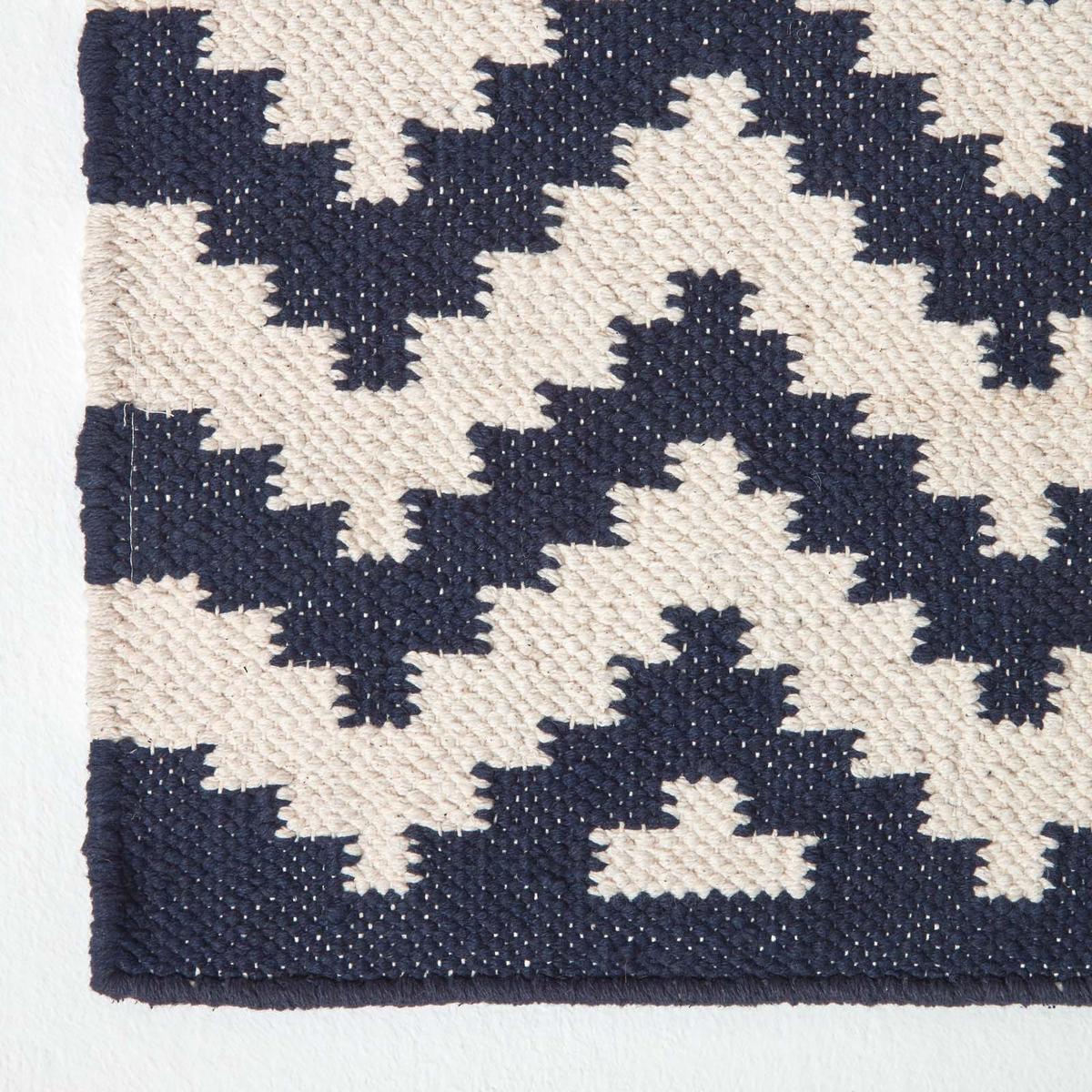 KELIM-TEPPICHLÄUFER Casablanca handgewebt 66/200 cm - Dunkelblau, Textil (66/200cm) - Homescapes