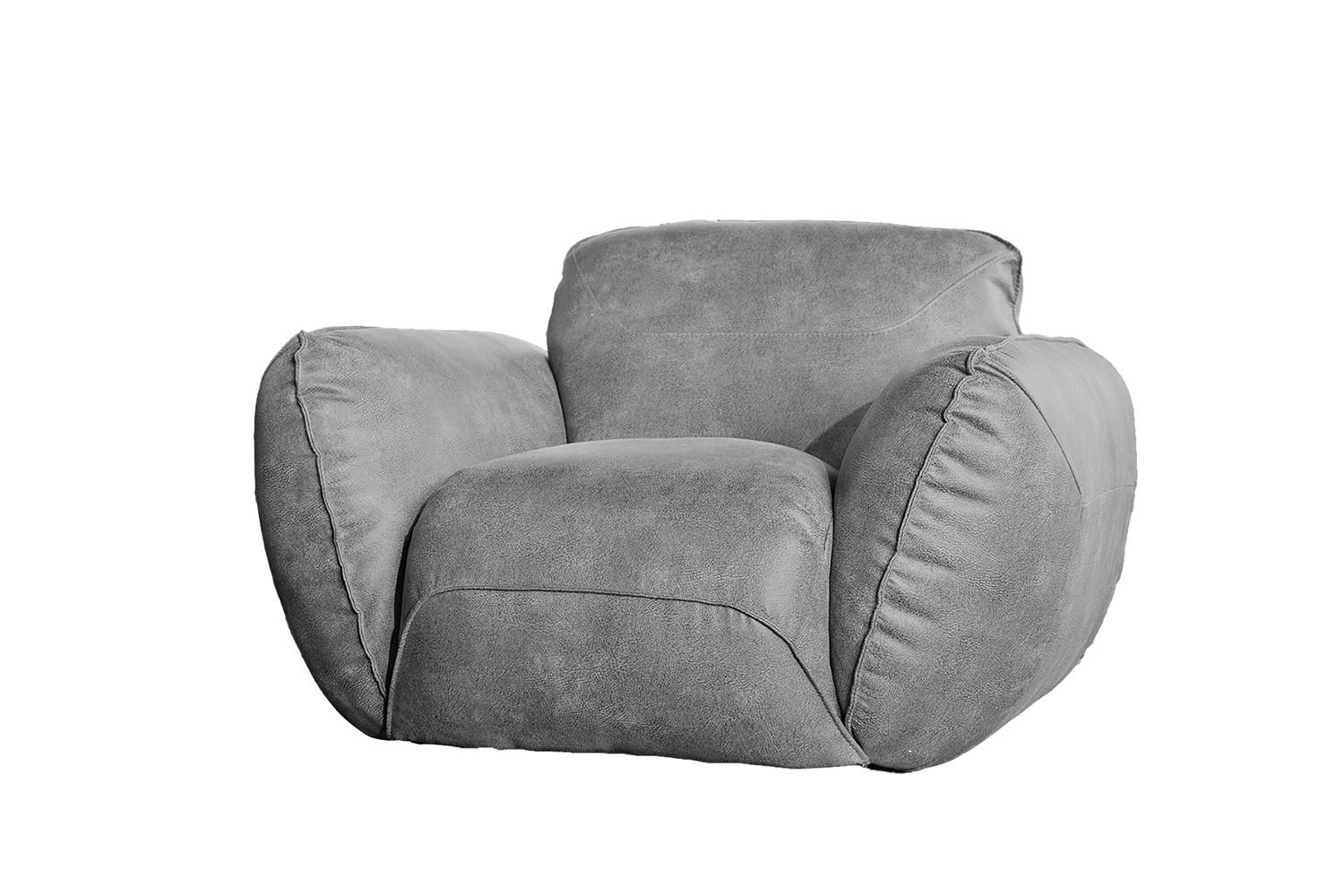 SESSEL DAVITO Grau Leder - Grau, Leder/Textil (128/88/108cm) - KAWOLA