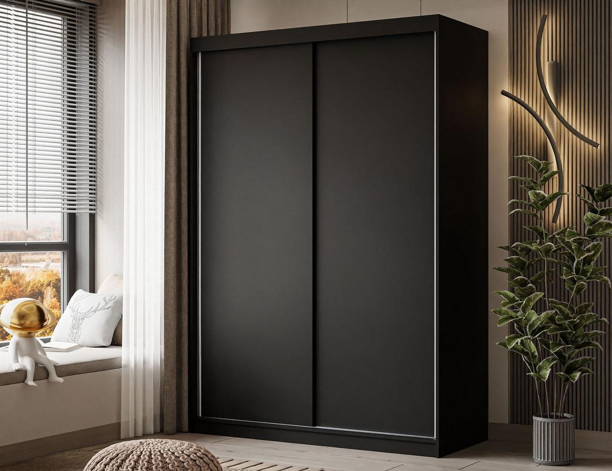 KLEIDERSCHRANK CAMARO 150 cm Schwarz - Schwarz, Holzwerkstoff (150/215/59cm) - Lookway