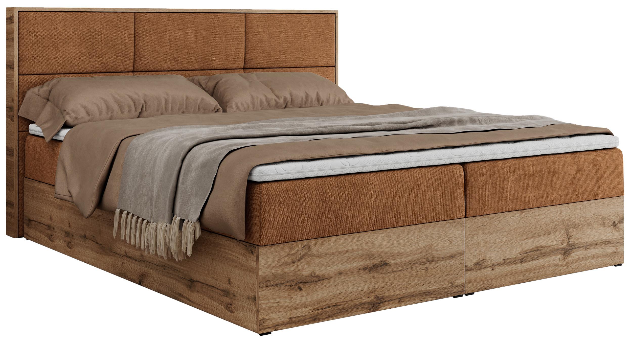 BOXBETT ALBERO 2 - 120/200 Orange Struktur - H4 - Orange, Holz/Textil (120/200cm) - MKS