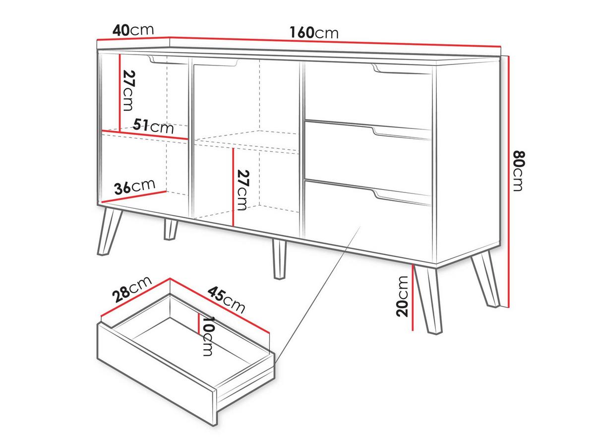 SIDEBOARD Nordelo 2D3S - Nussbaumfarben, Holz/Holzwerkstoff (160/80/40cm) - MIRJAN24