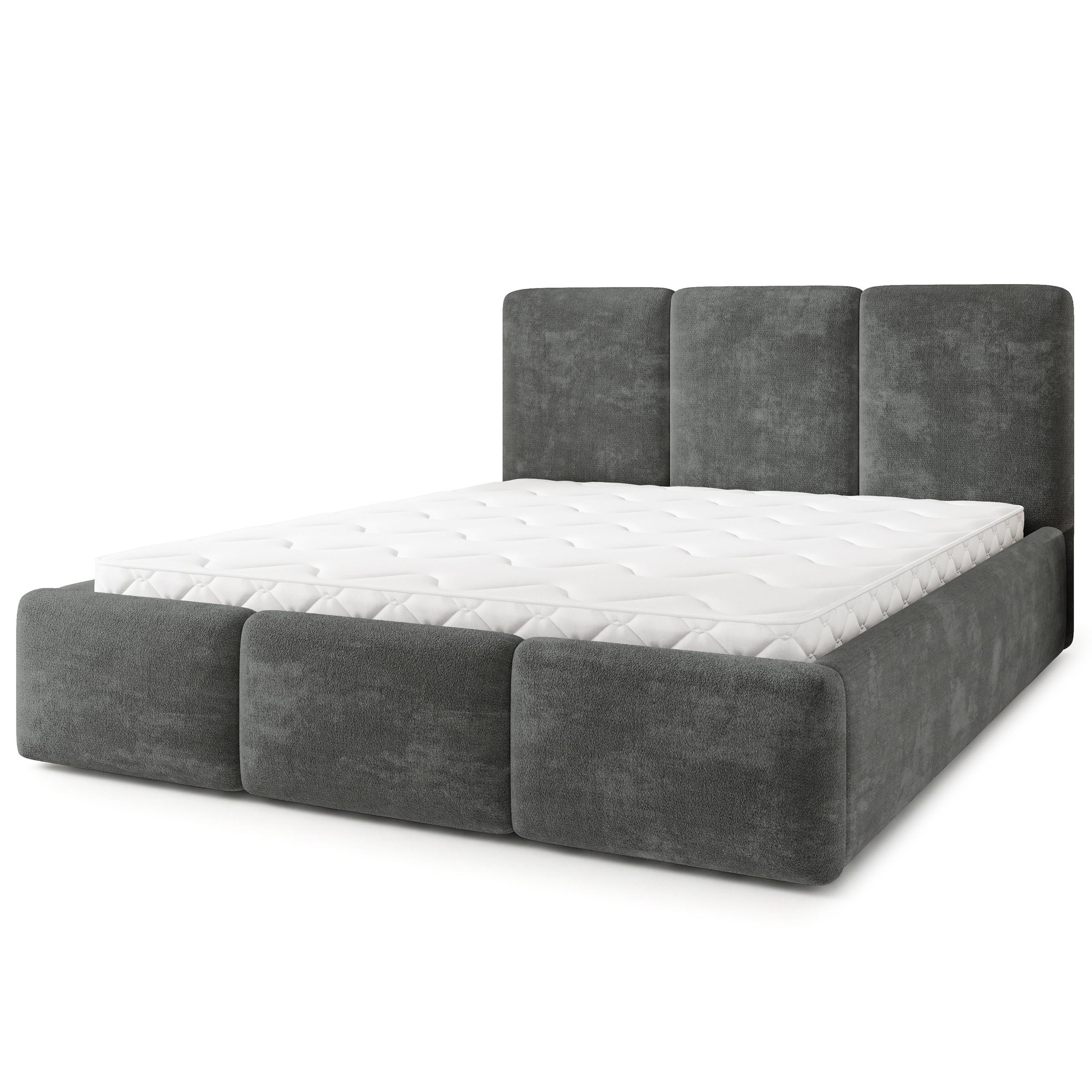 POLSTERBETT MORENA LM 120x200 cm mit Bettkästen - Grau - Grau, Holz (120/200cm) - MASSENO
