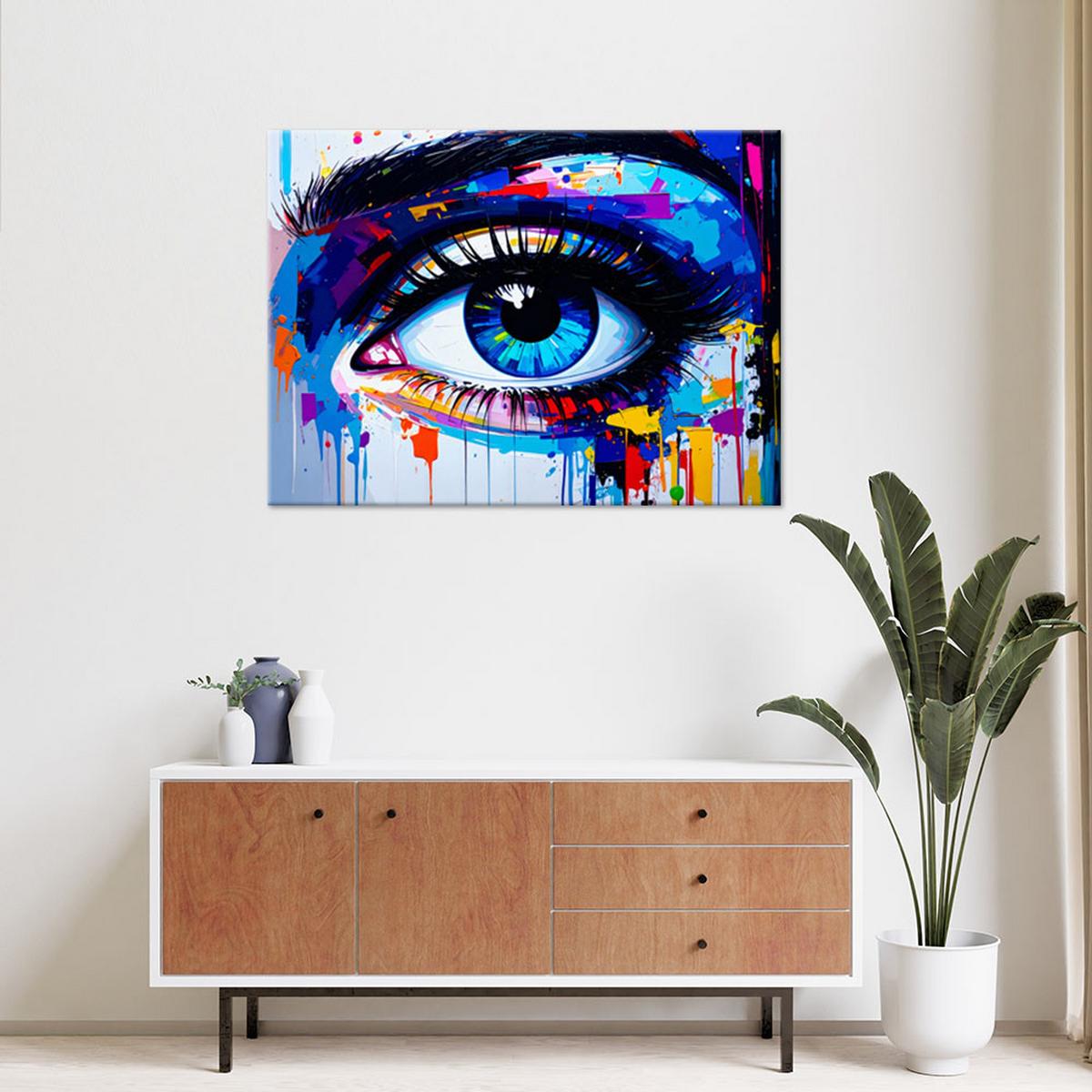 LEINWANDBILD Porträt Auge Frauen Abstrakt 120x80cm - Multicolor, Textil (120/80cm) - Feeby