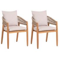 GARTENSTUHL 2er Set Akazienholz Hellgrau Marzamemi - Hellgrau/Braun, Holz (59/87/53cm) - Beliani