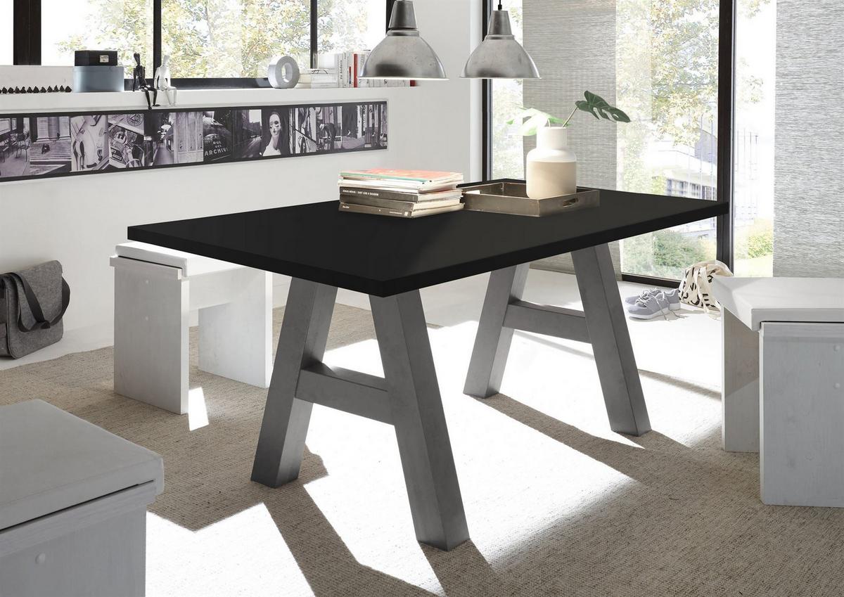 ESSZIMMERTISCH Elia 4 140 x 90 x 75 Esstisch Graphit/Schwarzstahl - Schwarz, Holz (140/90/75cm) - 58aufmkessel