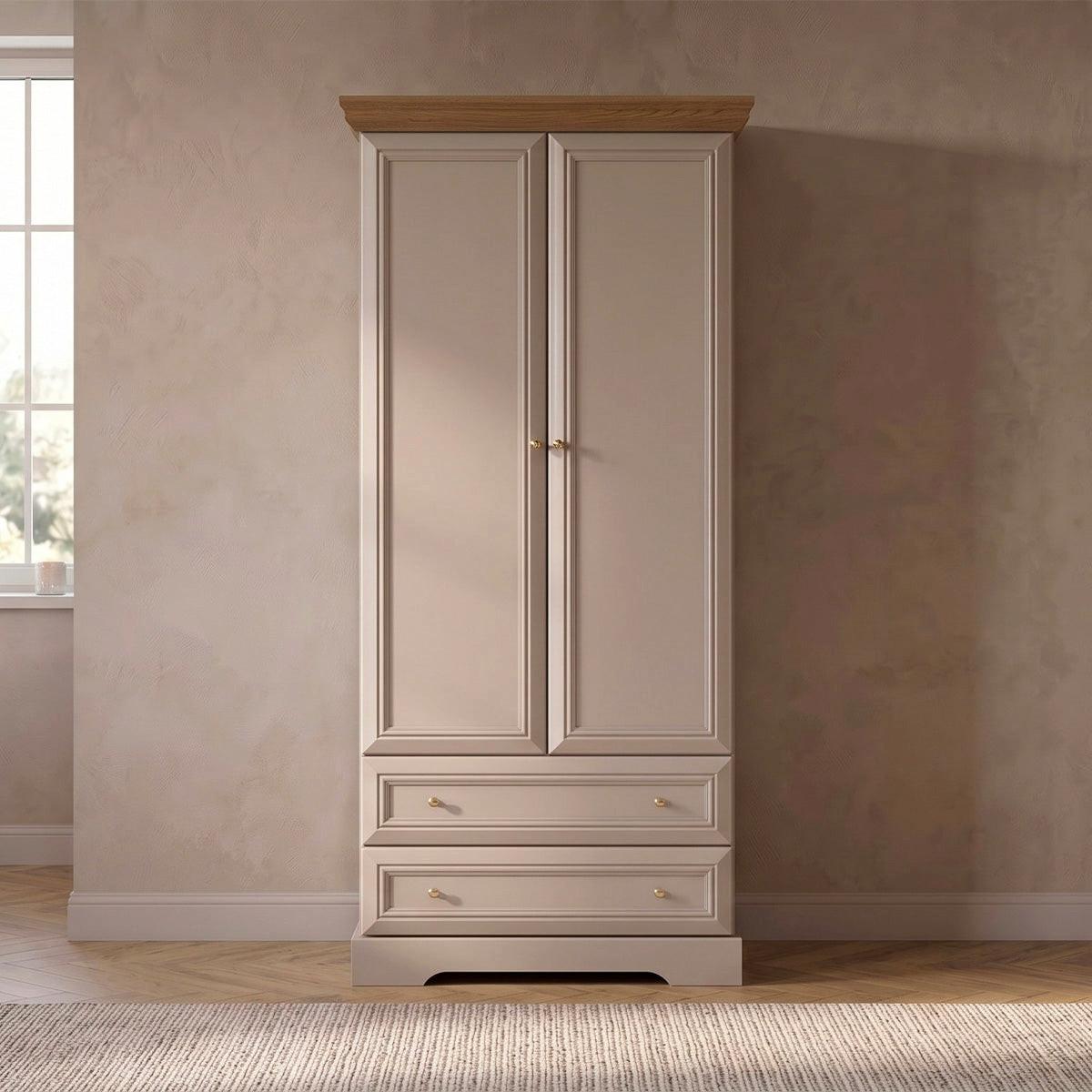 SCHRANK 2 Türen Dulci Kaschmir und Holz - Beige, Holzwerkstoff (88.4/188.8/55.2cm) - Petits-meubles