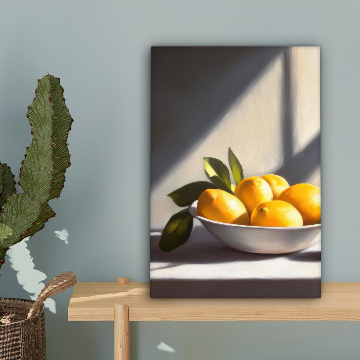 LEINWANDBILD Zitronen - Stilleben - Gelb Deko Wohnzimmer 20x30 cm - Gelb, Textil (20/30cm) - MuchoWow