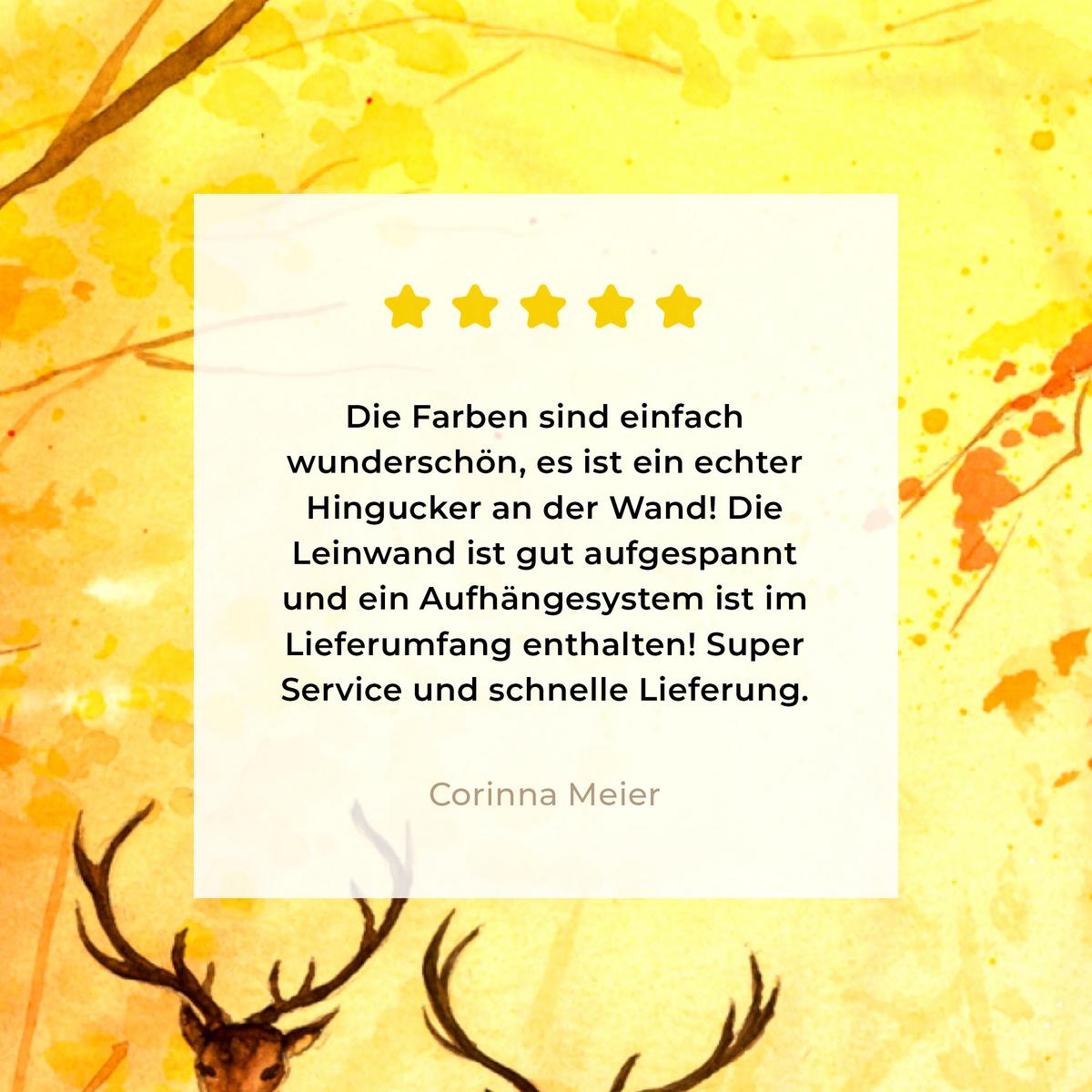 LEINWANDBILD Natur - Ölfarbe - Hirsche - Tiere - Herbst - Orange Room Decor 30x40 cm - Orange, Textil (30/40cm) - MuchoWow
