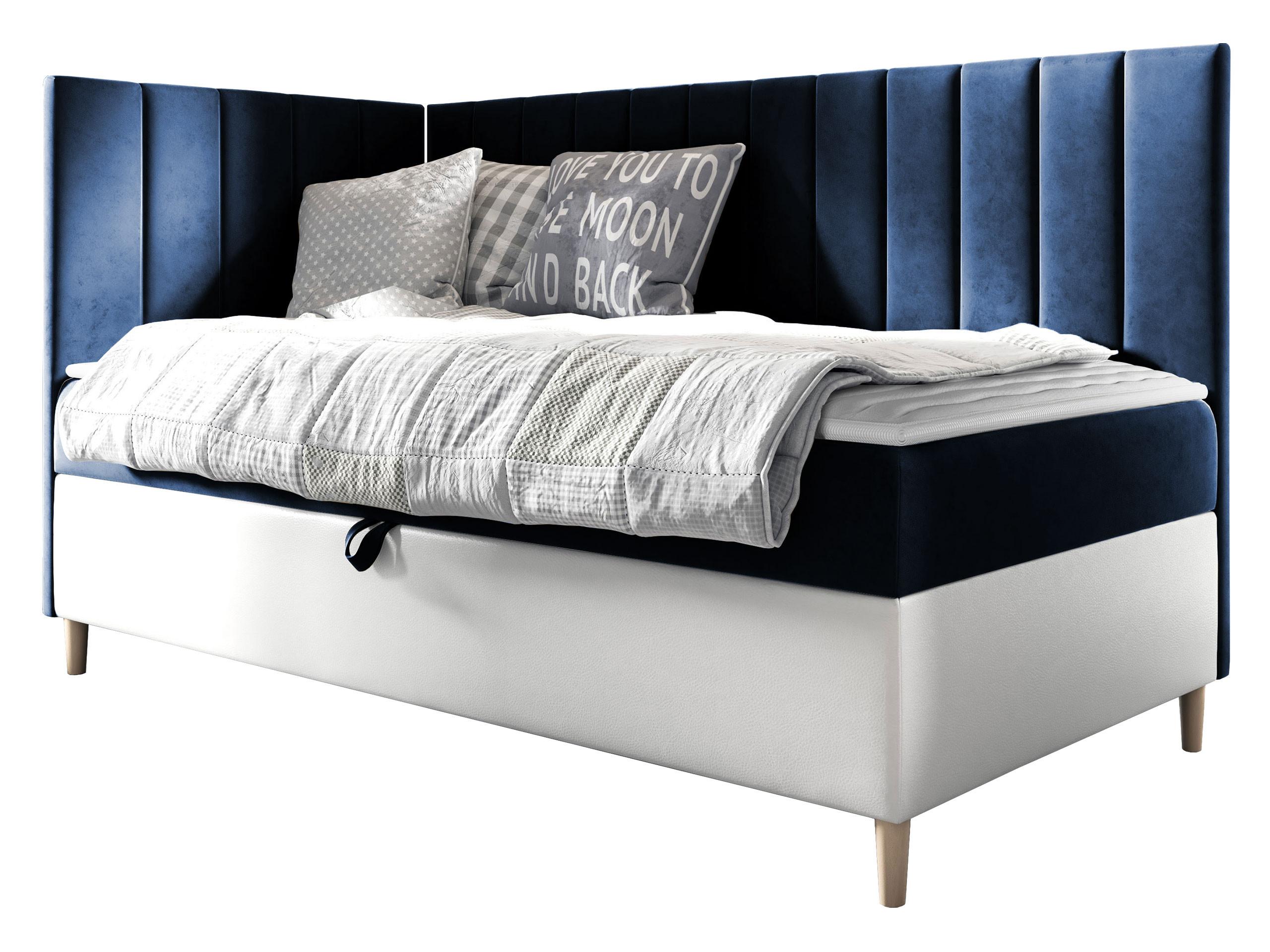 BOXBETT Maja Junior 3, Seite zum Öffnen des Bettkastens: Links - H3 - Blau/Weiß, Holz (90/200cm) - MIRJAN24