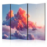 PARAVENT Akustik 5-tlg 225x172 cm Wolken Himmel 3D - Rot, Holz/Textil (225/172/3cm) - Muralo