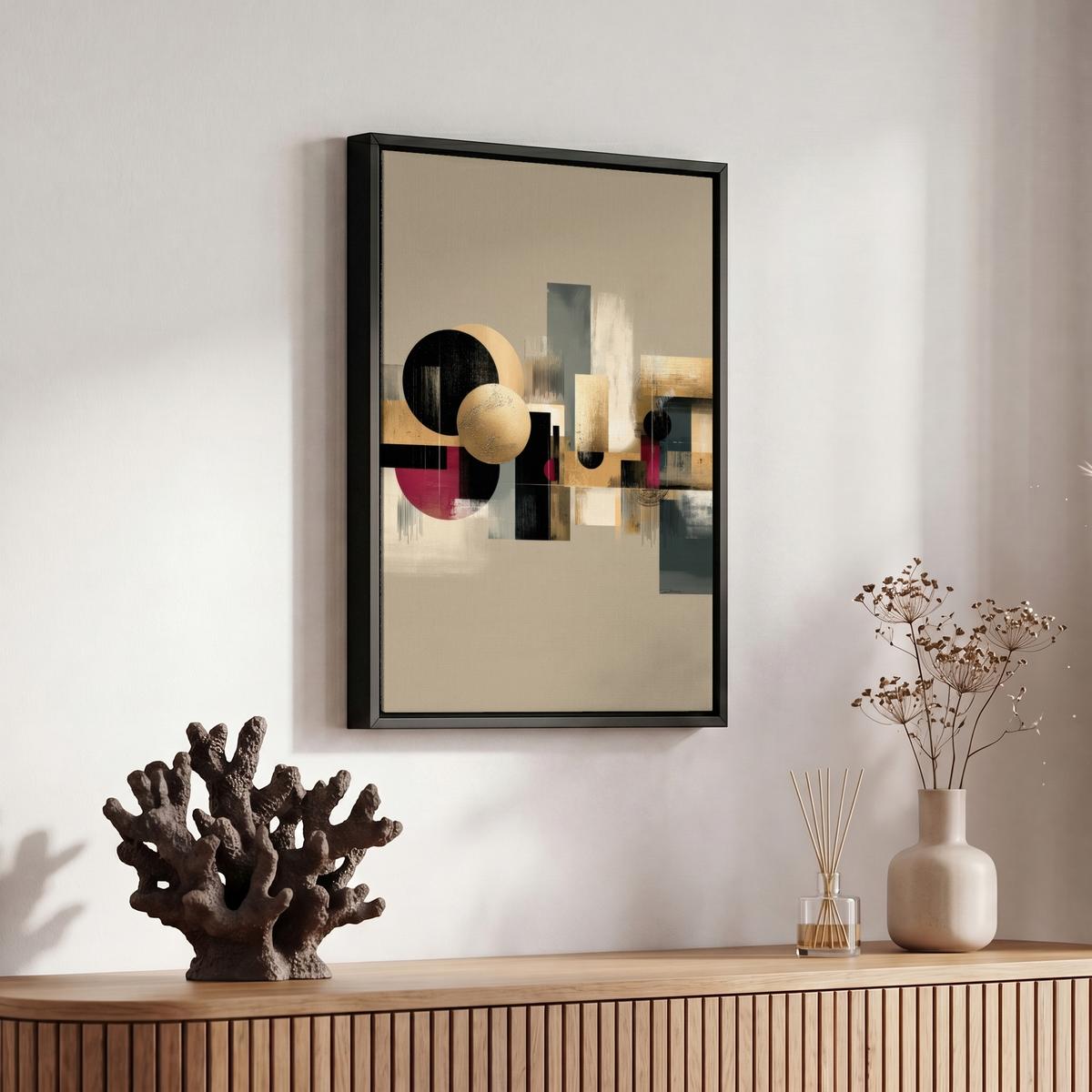 LEINWAND Bilder mit Rahmen - Abstrakt - Formen - Beige - Texturen - 20x30 - Beige, Textil (20/30cm) - MuchoWow