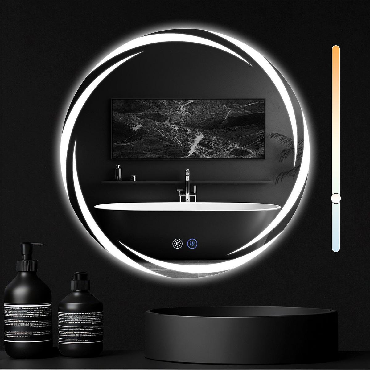 BADEZIMMERSPIEGEL Redick mit LED-Leuchte Ø60 cm - Weiß, Glas (60/2.4/60cm) - Nettlife