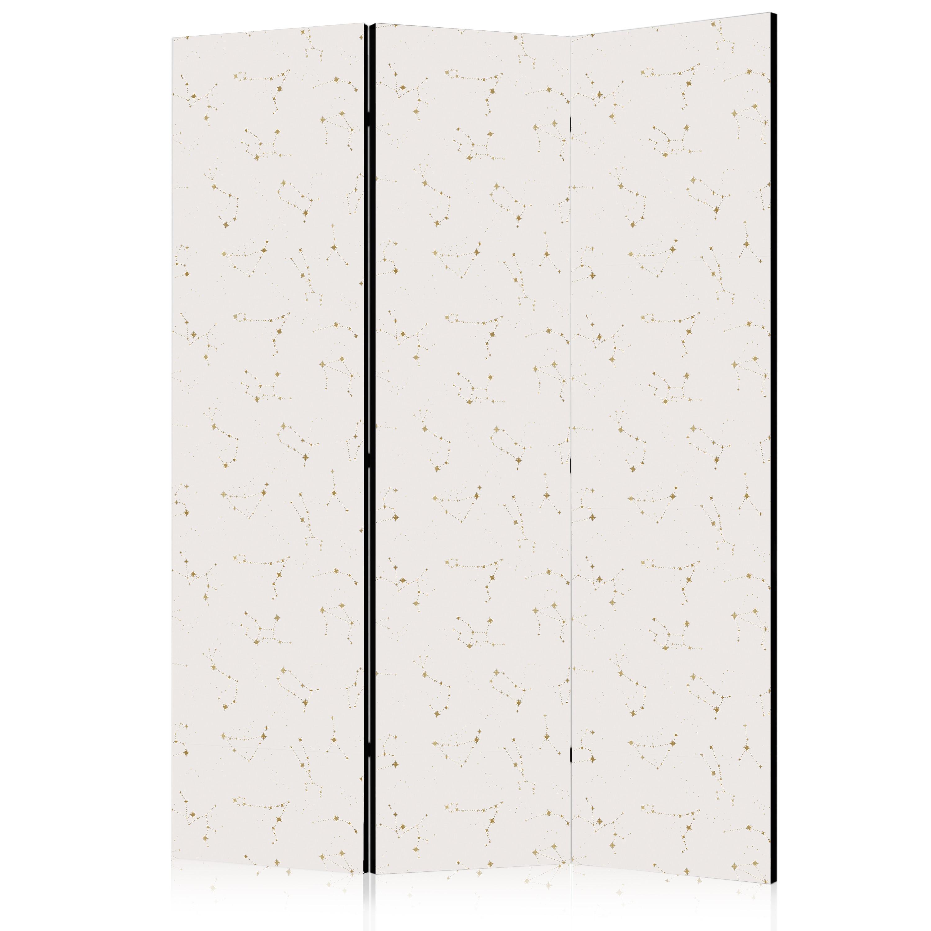 PARAVENT Einseitig Bedruckter 3-tlg 135x172 cm Sterne Boho-Stil - Beige, Holz/Textil (135/172/3cm) - Muralo