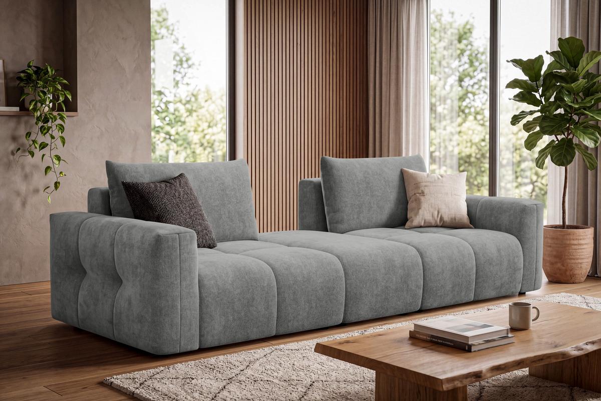 SOFA VERONA 4-Sitzer, Grau - Schwarz/Grau, Holz/Textil (282/83/110cm) - Courtois Laville