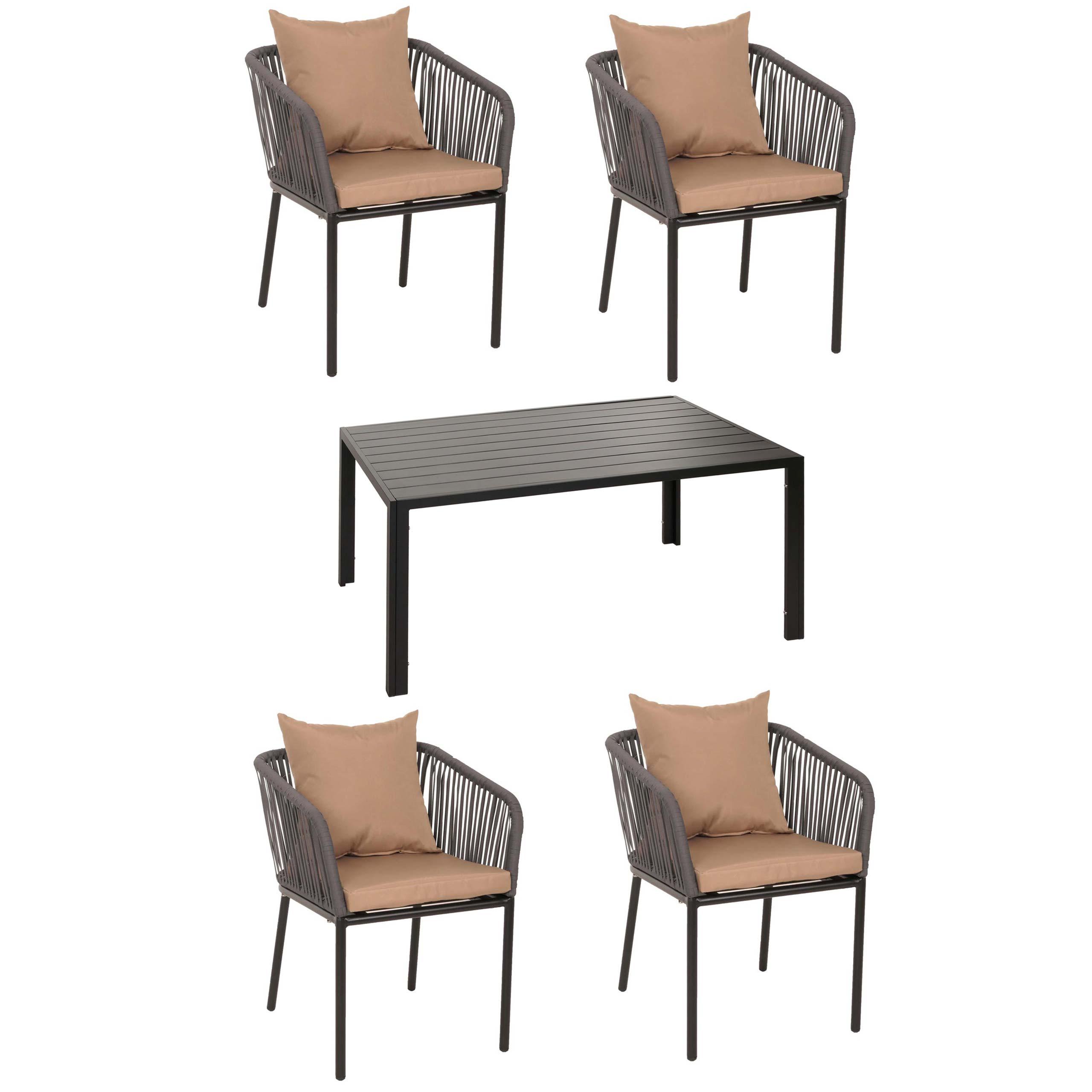 GARTENGARNITUR Anthrazit, Taupe 5-teilig-Set - Taupe/Anthrazit, Metall - MCW