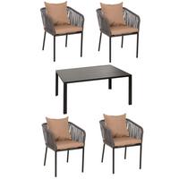 GARTENGARNITUR Anthrazit, Taupe 5-teilig-Set - Taupe/Anthrazit, Metall - MCW