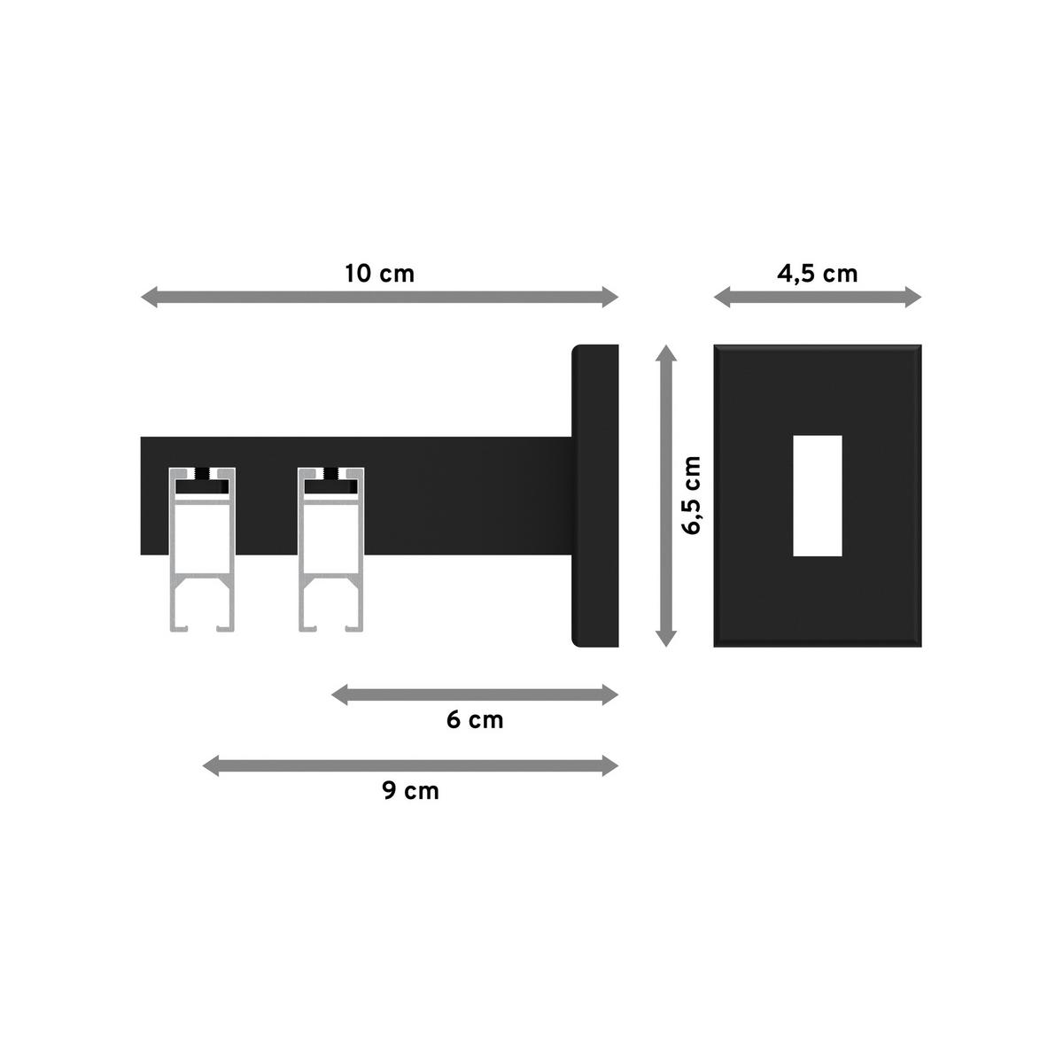 GARDINENSTANGE INNENLAUF Smartline Paxo 200 cm, 2-läufig, 14x35 mm Schwarz - Schwarz, Metall (200cm) - INTERDECO