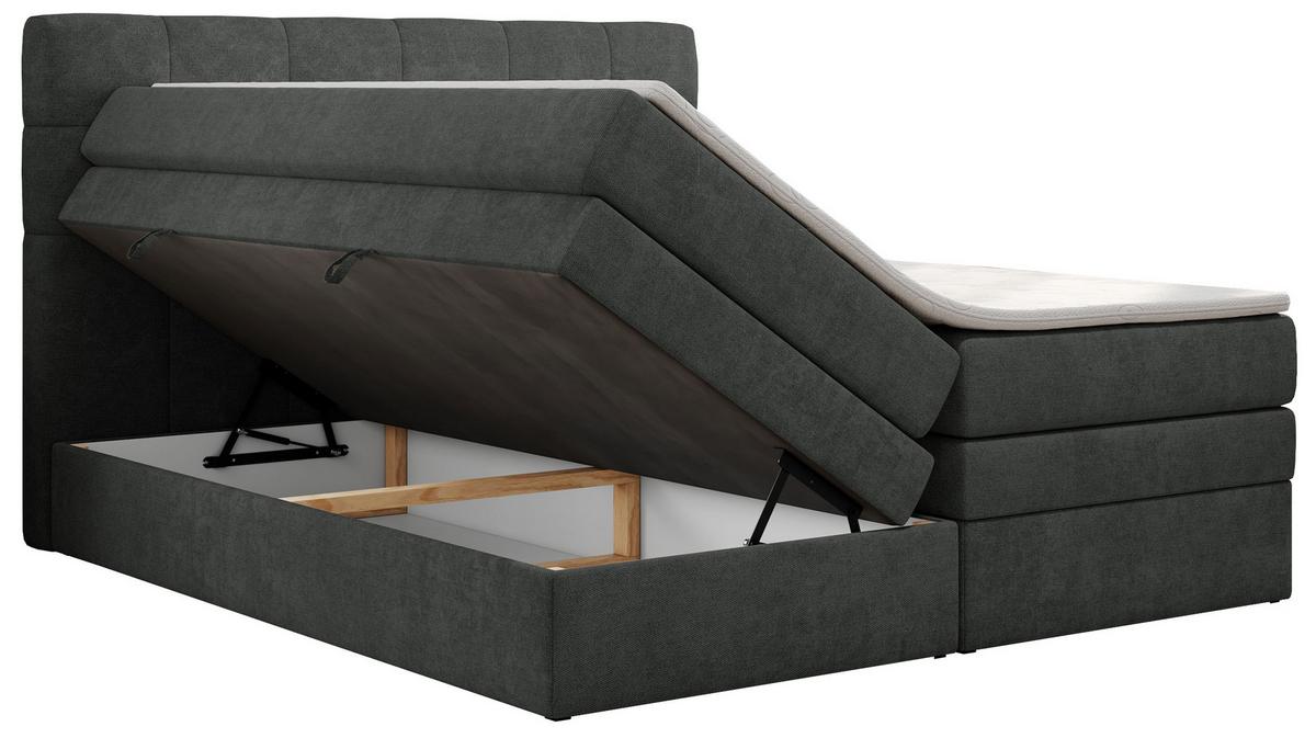 BOXSPRINGBETT LUKA KING 180/200 Dunkelgrau Struktur - H3 - Dunkelgrau, Holz/Textil (180/200cm) - MKS