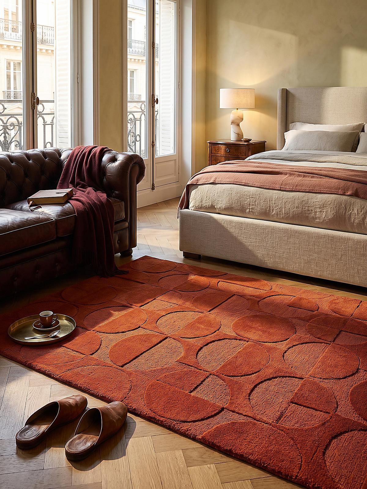 WOLLTEPPICH handgetuftet DEBEN, Kreis-Geometrie, Terrakotta, 160 x 230 cm - Orange, Textil (160/230cm) - KADIMA DESIGN